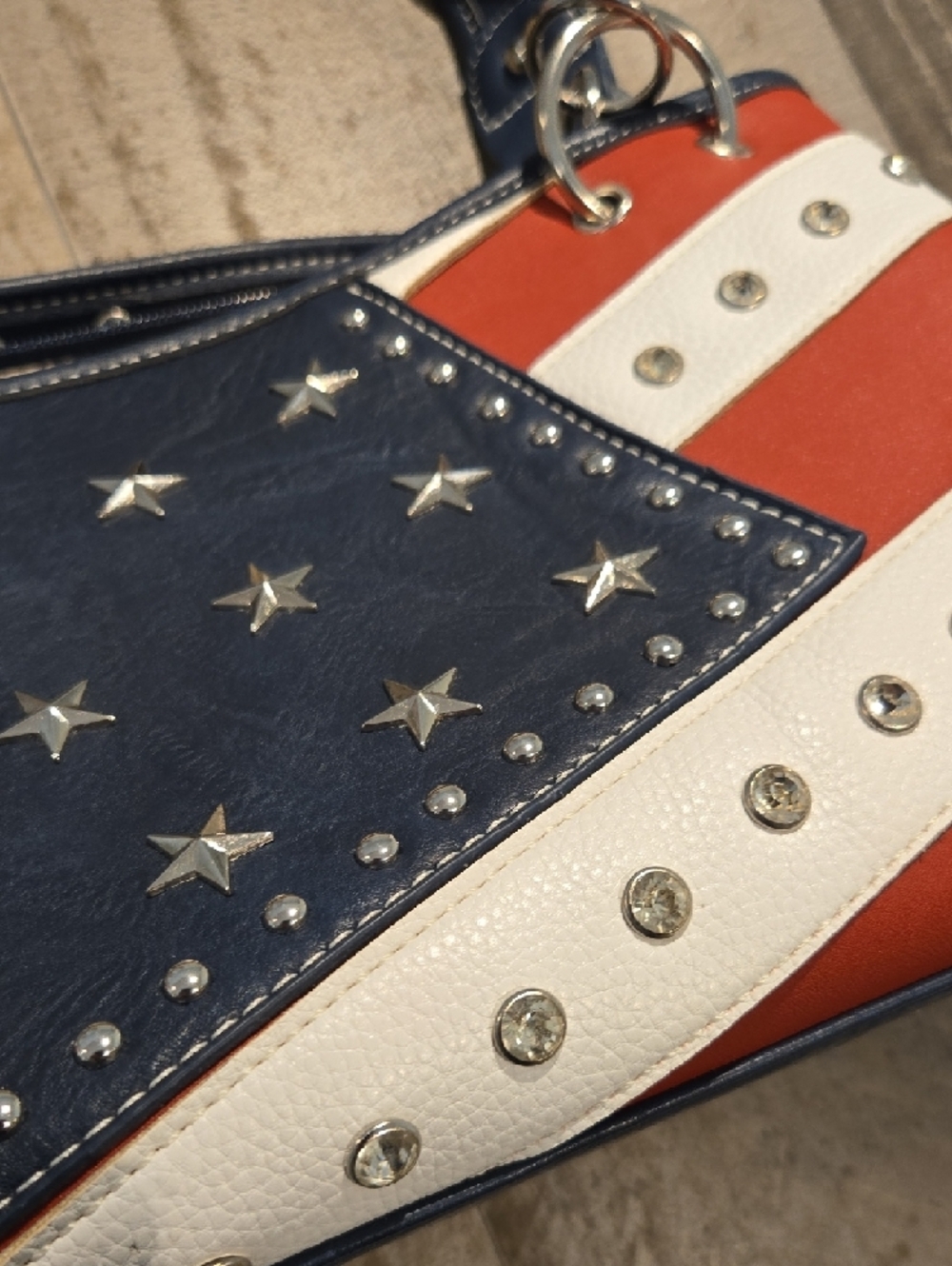 Patriotic Navy, Red & White Studded Handbag - Picture 2 of 9